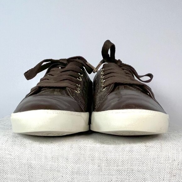 Michael Kors City Sneakers Brown Leather MK Logo Lace-Up Women’s Size 8.5M - Picture 2 of 16